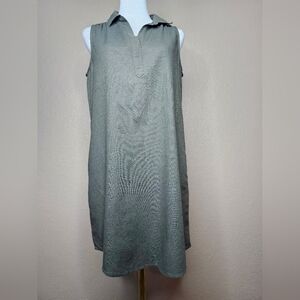 St. John Midi‎ Dress Women's Olive V-neck Sleeveless Knit! Size S